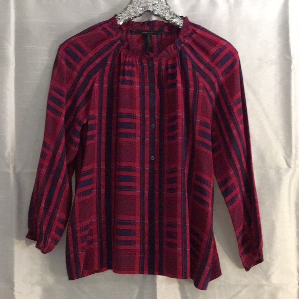 BCBG Plaid 100% Silk Shirt